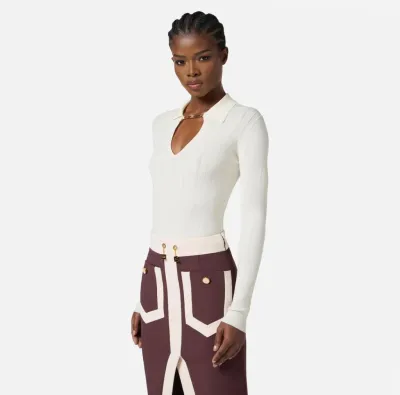 Elisabetta Franchi – Maglia a costine con dettagli à jour  | Borotalco