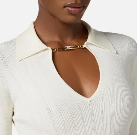 Elisabetta Franchi – Maglia a costine con dettagli à jour  | Borotalco