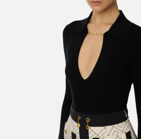 Elisabetta Franchi – Maglia a costine con dettagli à jour  | Borotalco