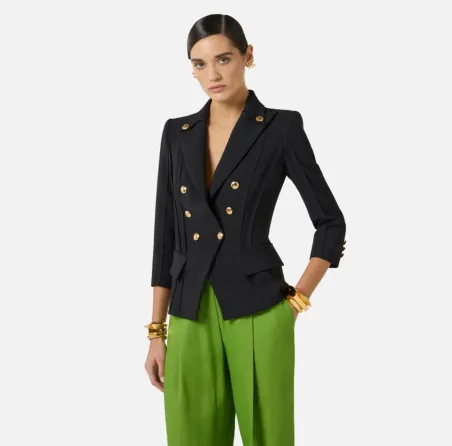 ELISABETTA FRANCHI Giacca in Doppio Crêpe Stretch con Motivi a Taglio 