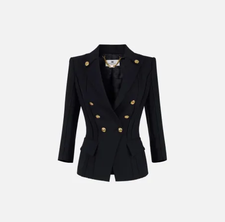 ELISABETTA FRANCHI Giacca in Doppio Crêpe Stretch con Motivi a Taglio 