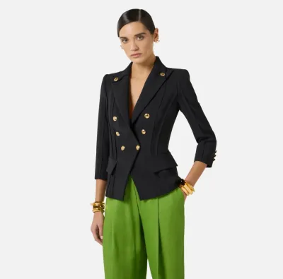 ELISABETTA FRANCHI Giacca in Doppio Crêpe Stretch con Motivi a Taglio 