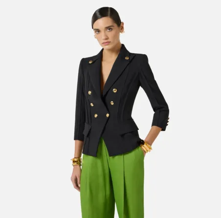 ELISABETTA FRANCHI Giacca in Doppio Crêpe Stretch con Motivi a Taglio 