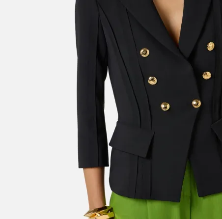 ELISABETTA FRANCHI Giacca in Doppio Crêpe Stretch con Motivi a Taglio 