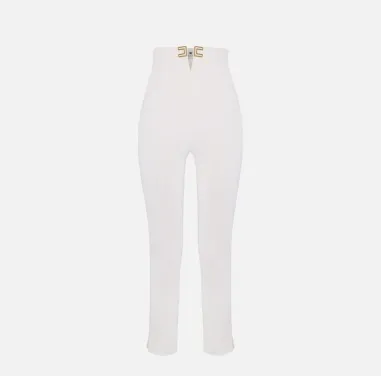 ELISABETTA FRANCHI Pantaloni in Doppio Crêpe Stretch con Dettagli Logo 2