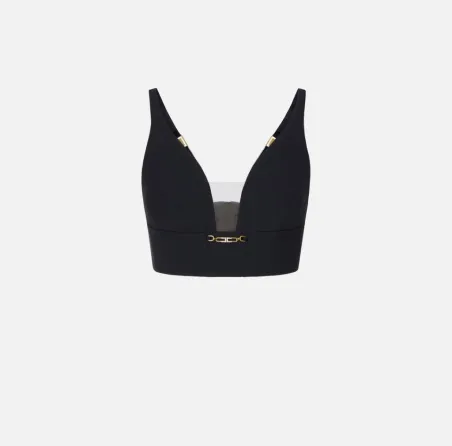 Elisabetta Franchi Top in Crêpe con Dettaglio Gioiello  | BorotalcoCag