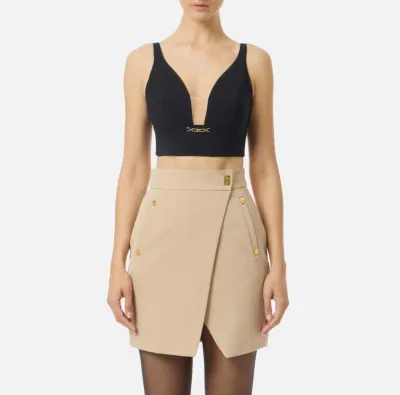 Elisabetta Franchi Top in Crêpe con Dettaglio Gioiello  | BorotalcoCag