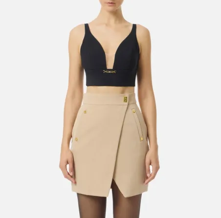 Elisabetta Franchi Top in Crêpe con Dettaglio Gioiello  | BorotalcoCag