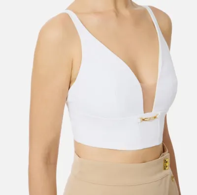 Elisabetta Franchi Top in Crêpe con Dettaglio Gioiello  | BorotalcoCag