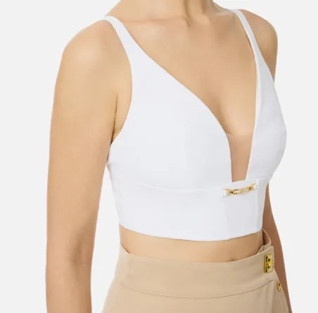 Elisabetta Franchi Top in Crêpe con Dettaglio Gioiello  | BorotalcoCag