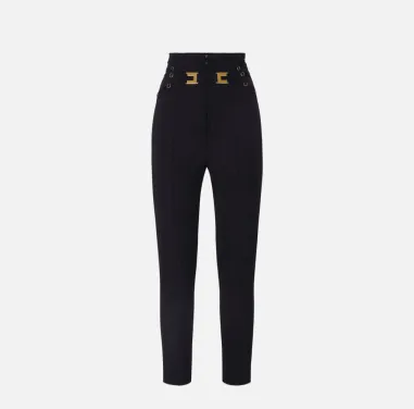 Elisabetta Franchi Pantaloni in Doppio Crêpe Stretch con Elastici  | B 2