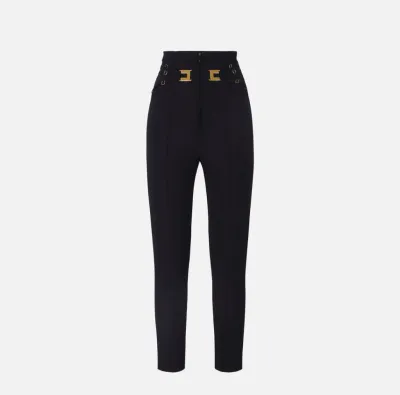 Elisabetta Franchi Pantaloni in Doppio Crêpe Stretch con Elastici  | B
