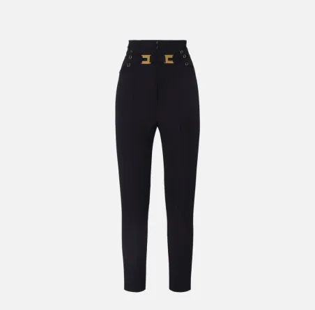 Elisabetta Franchi Pantaloni in Doppio Crêpe Stretch con Elastici  | B