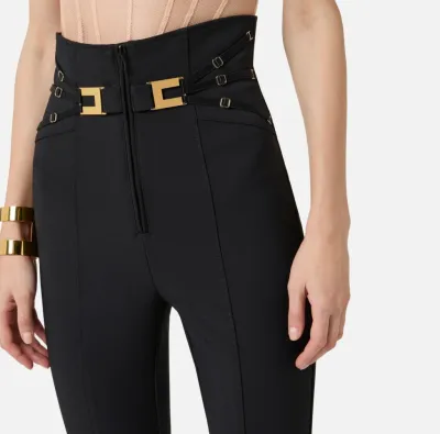 Elisabetta Franchi Pantaloni in Doppio Crêpe Stretch con Elastici  | B