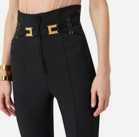Elisabetta Franchi Pantaloni in Doppio Crêpe Stretch con Elastici  | B