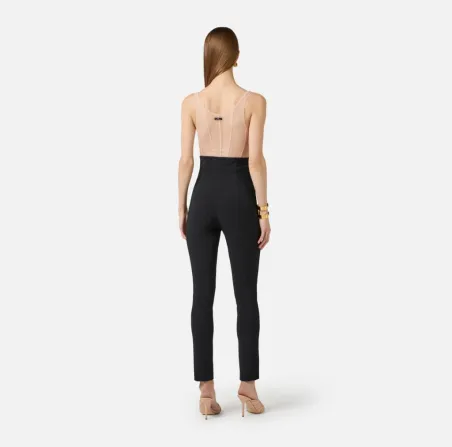 Elisabetta Franchi Pantaloni in Doppio Crêpe Stretch con Elastici  | B