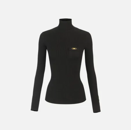 Elisabetta Franchi – Maglia a costine con taschino decorativo  | Borot