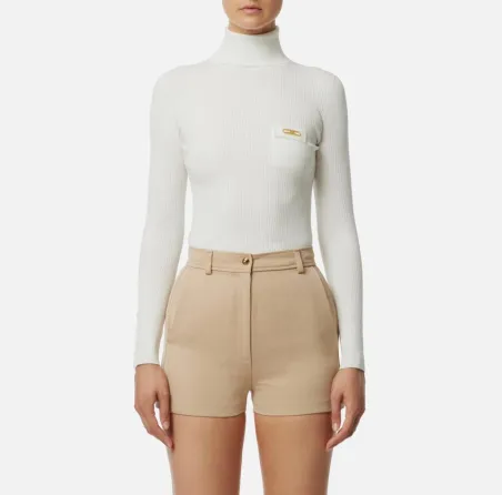 Elisabetta Franchi – Maglia a costine con taschino decorativo  | Borot