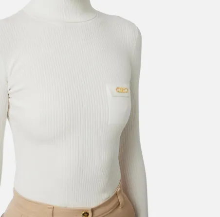 Elisabetta Franchi – Maglia a costine con taschino decorativo  | Borot