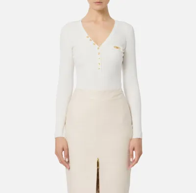 Elisabetta Franchi – Maglia a costine con taschino e dettaglio logo  |