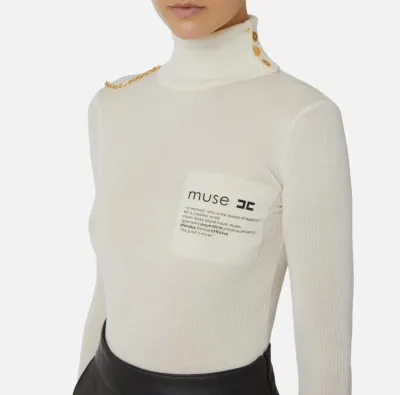 Elisabetta Franchi Dolcevita con dettaglio lettering  | BorotalcoCagli