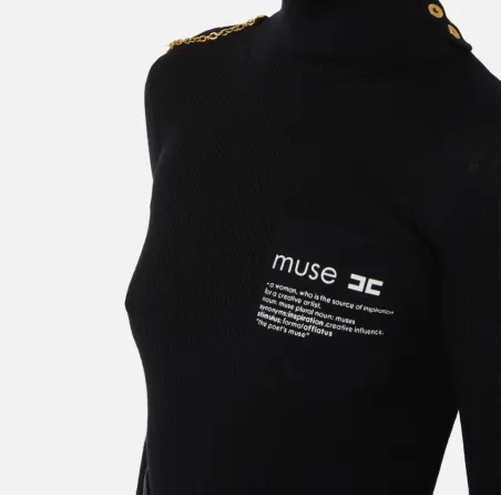 Elisabetta Franchi Dolcevita con dettaglio lettering  | BorotalcoCagli