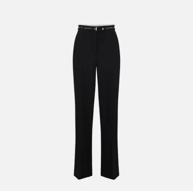 Elisabetta Franchi – Pantaloni in crêpe leggero con nastro logo latera