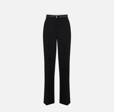 Elisabetta Franchi – Pantaloni in crêpe leggero con nastro logo latera 2