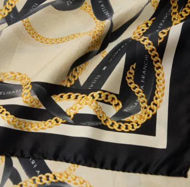 Elisabetta Franchi Foulard in twill di seta con stampa nastri e catene 2