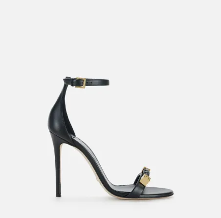 Elisabetta Franchi Sandalo in pelle con dettagli logo  | BorotalcoCagl