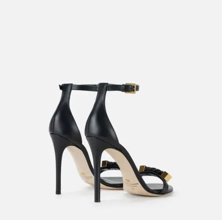 Elisabetta Franchi Sandalo in pelle con dettagli logo  | BorotalcoCagl