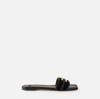 Elisabetta Franchi Sandalo flat in pelle con dettaglio logo  | Borotal 2