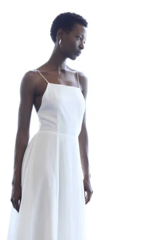 Eleh Abito Lungo Bianco con Schiena Scoperta e Spalline Sottili  | Bor 2