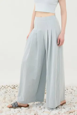 Eleh Pantaloni Ampi Azzurri con Pences e Vita Alta  | BorotalcoCagliar