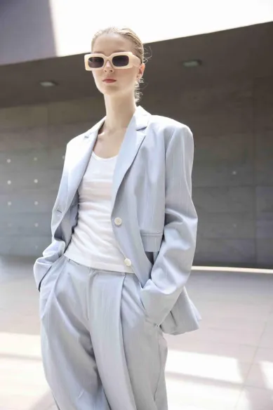 Eleh Blazer gessato azzurro chiaro  | BorotalcoCagliari.it