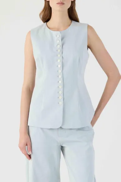 Eleh Gilet smanicato azzurro con bottoni frontali  | BorotalcoCagliari