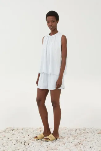 Eleh Top smanicato fluido con scollo arricciato  | BorotalcoCagliari.i 2