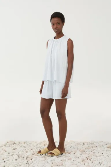 Eleh Top smanicato fluido con scollo arricciato  | BorotalcoCagliari.i