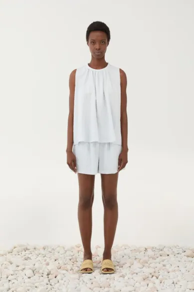 Eleh Top smanicato fluido con scollo arricciato  | BorotalcoCagliari.i