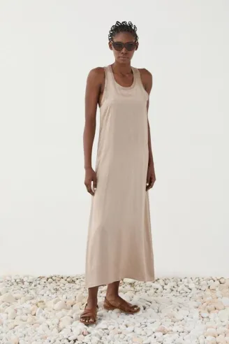 ELEH Abito lungo smanicato in tessuto fluido  | BorotalcoCagliari.it