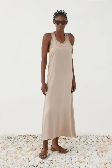 ELEH Abito lungo smanicato in tessuto fluido  | BorotalcoCagliari.it