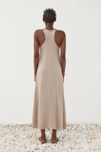 ELEH Abito lungo smanicato in tessuto fluido  | BorotalcoCagliari.it