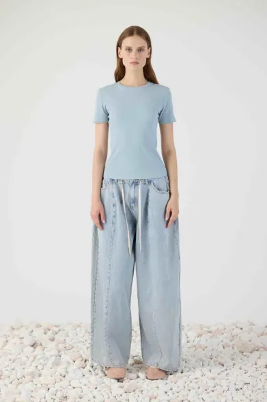 ELEH Top a maniche corte in maglia stretch