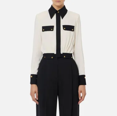 Elisabetta Franchi – Camicia bi-color in georgette  | BorotalcoCagliar