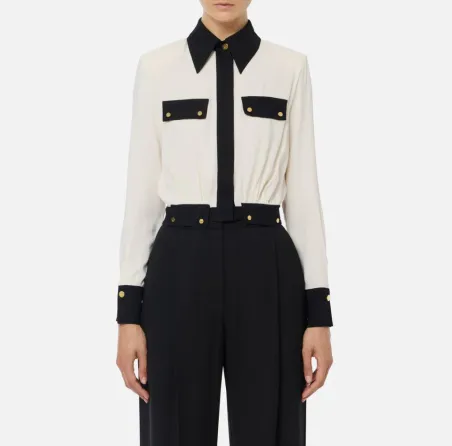 Elisabetta Franchi – Camicia bi-color in georgette  | BorotalcoCagliar