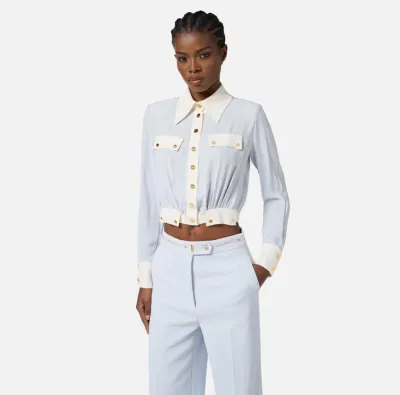 Elisabetta Franchi – Camicia bi-color in georgette  | BorotalcoCagliar