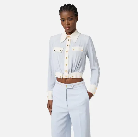 Elisabetta Franchi – Camicia bi-color in georgette  | BorotalcoCagliar