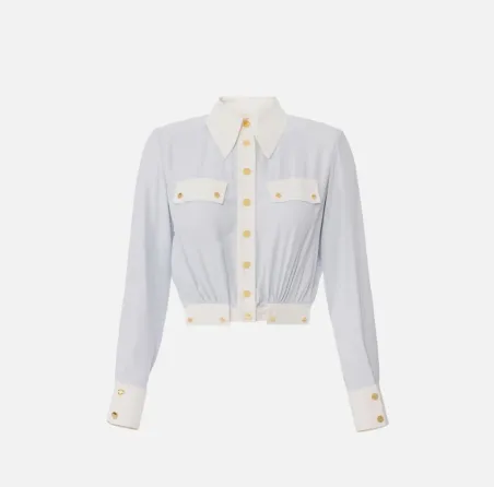 Elisabetta Franchi – Camicia bi-color in georgette  | BorotalcoCagliar