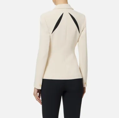 ELISABETTA FRANCHI Giacca in crêpe leggero con cut-out bicolore  | Bor 2