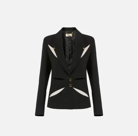 ELISABETTA FRANCHI Giacca in crêpe leggero con cut-out bicolore  | Bor